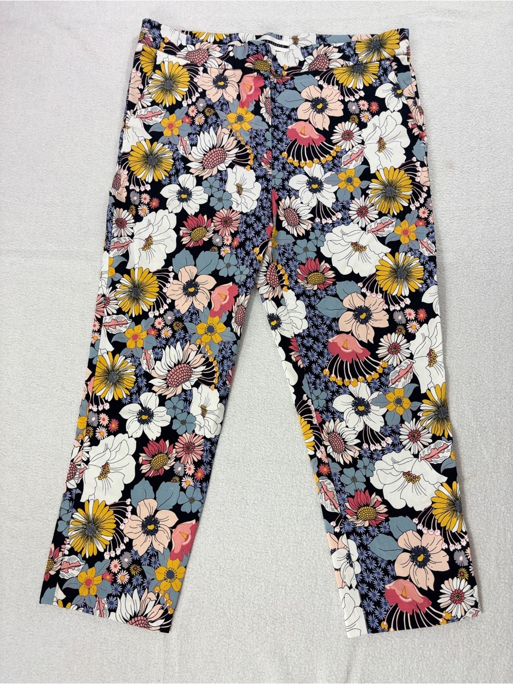 Jules & Leopold Floral Ankle Pants XL Multicolor Crop Millenium Stretch Plaid